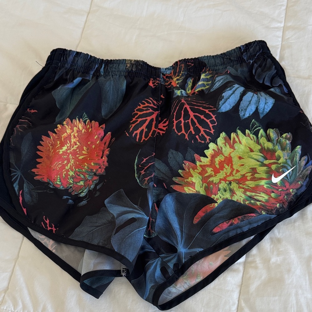 Nike Black Floral Running Dri Fit Shorts with Flower Print